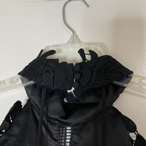 Bardot Lace overlay Halter black cocktail Midi sleeveless Dress size Small US 6 - Picture 3 of 8